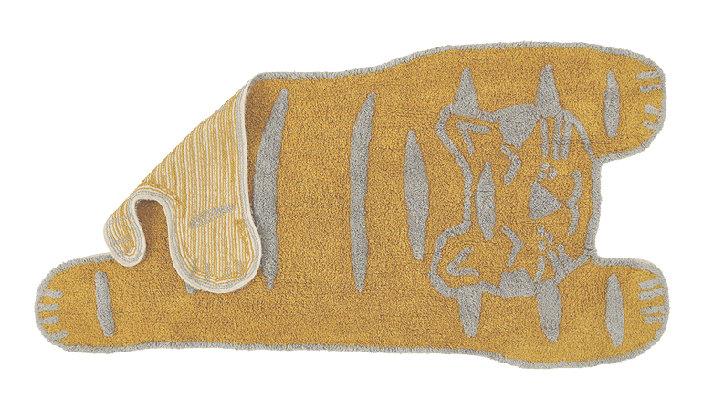 Teppich, CAT, senf/grau, Baumwolle, 70x140cm