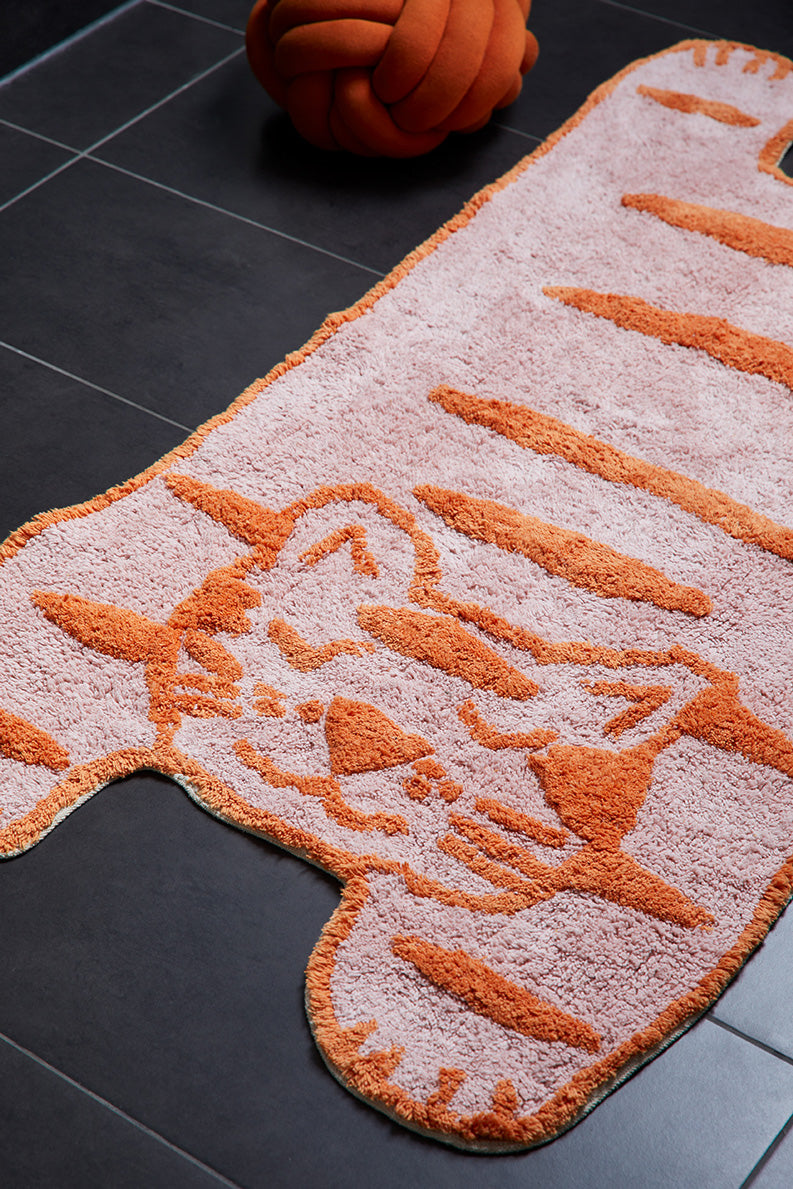Teppich, CAT, rosa/orange, Baumwolle, 70x140cm