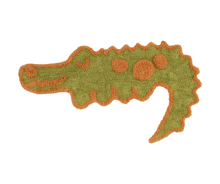 Teppich, CROC, grün/orange, Baumwolle, 60x100cm