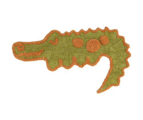 Teppich, CROC, grün/orange, Baumwolle, 60x100cm