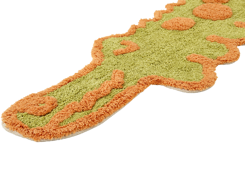 Teppich, CROC, grün/orange, Baumwolle, 60x100cm