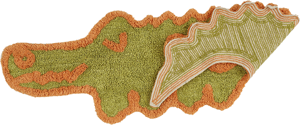 Teppich, CROC, grün/orange, Baumwolle, 60x100cm