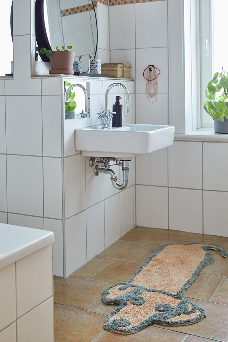 Teppich, DACHS, orange/green, Baumwolle, 50x120cm
