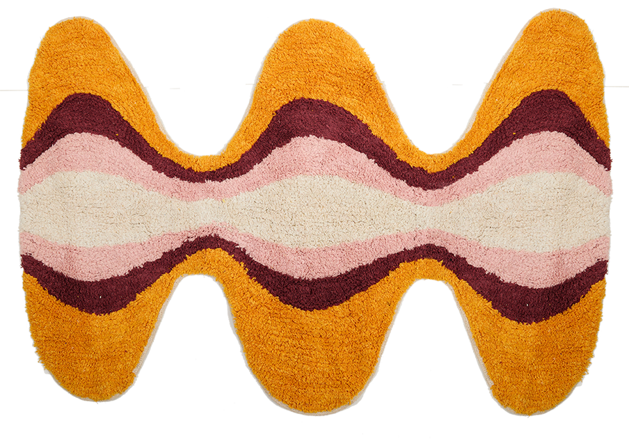 Teppich, GROOVY, natur/braun/orange, Baumwolle, 70x110cm