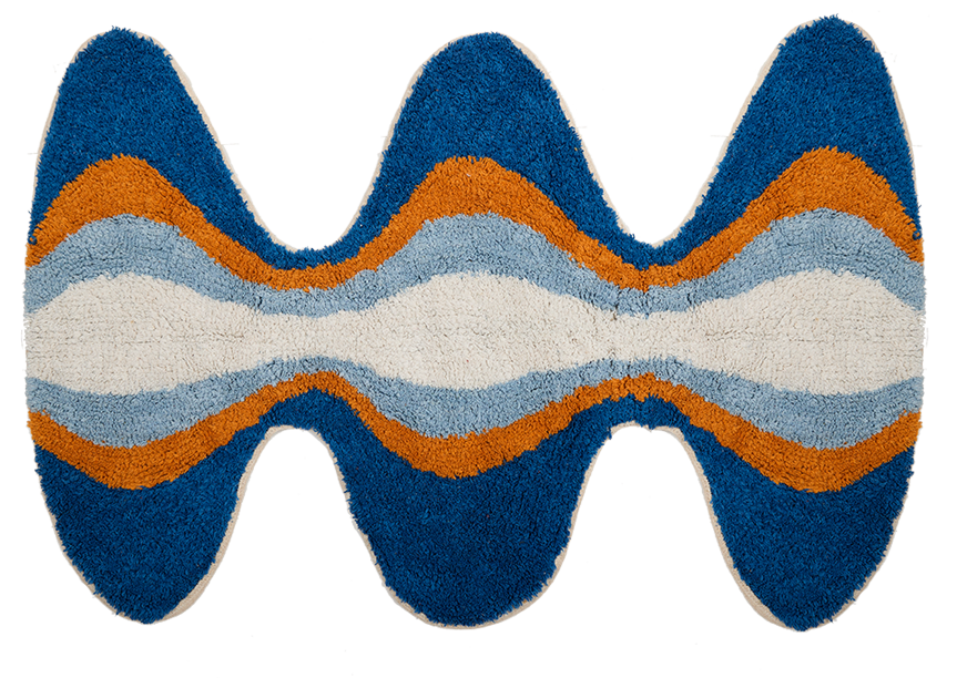 Teppich, GROOVY, natur/orange/blau, Baumwolle, 70x110cm