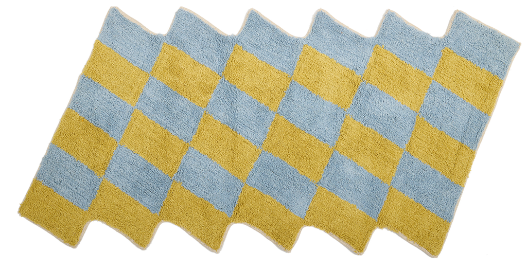 Teppich, SCALA, blau/limone, Baumwolle, 70x140cm