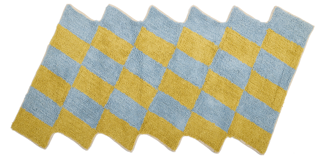 Teppich, SCALA, blau/limone, Baumwolle, 70x140cm