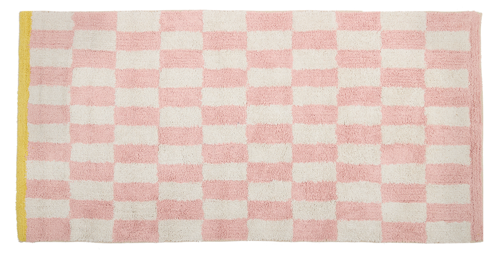 Teppich, LUCKY, natur/pink/gelb, Baumwolle, 70x140cm