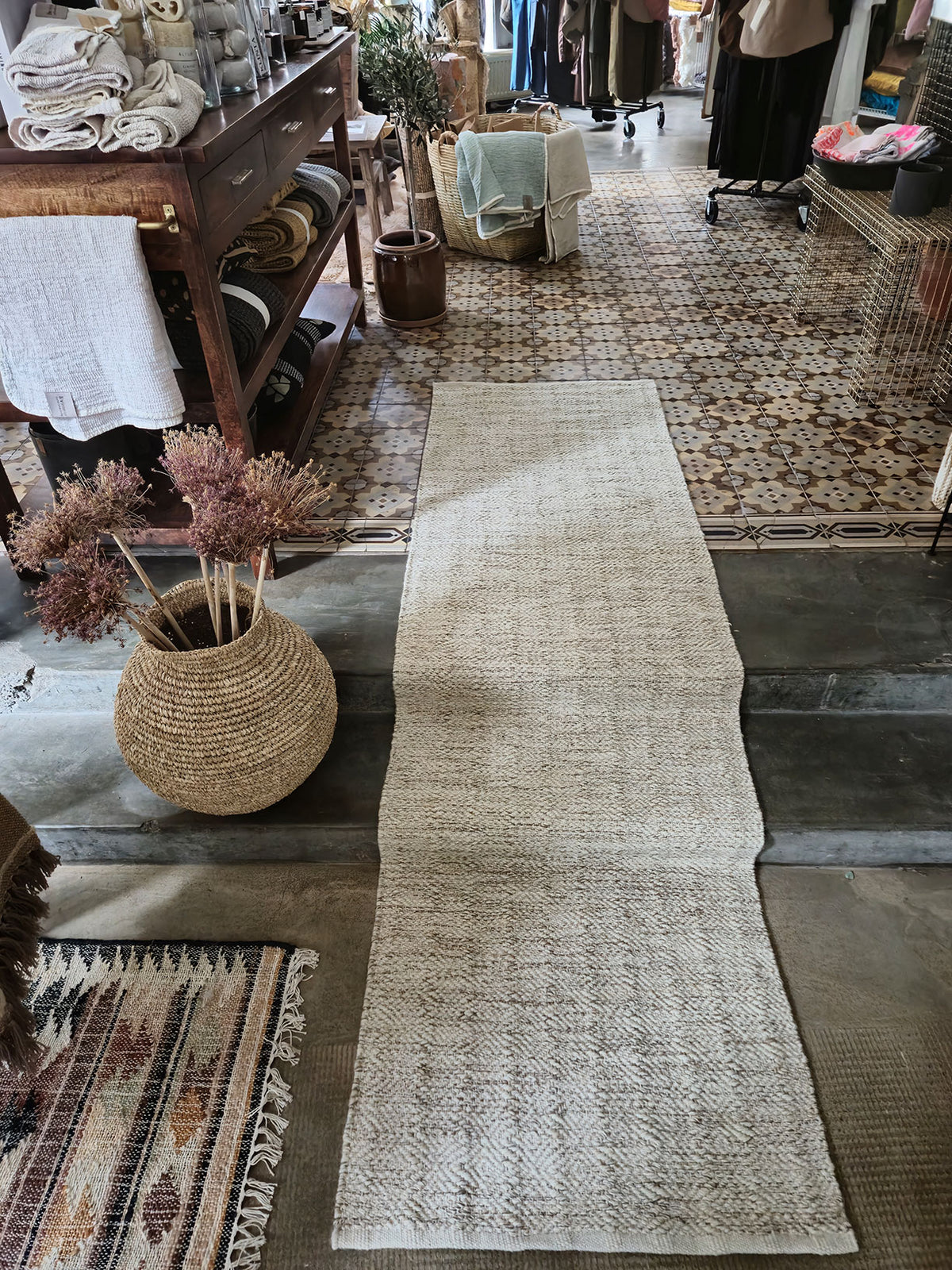 Teppichläufer aus Wolle/Baumwolle, BRAGI, creme/beige, 70x140cm