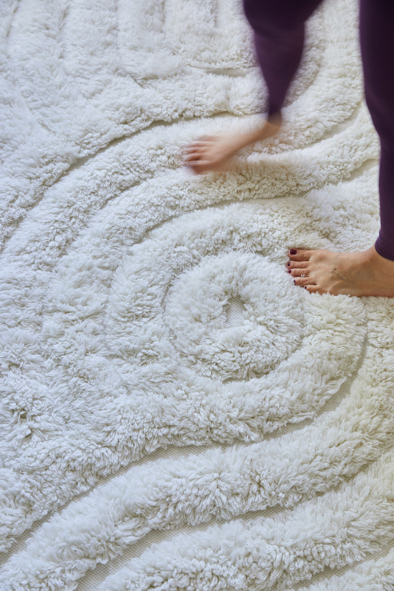 Wollteppich hochflorig, SWIRL, offwhite, 140x200cm