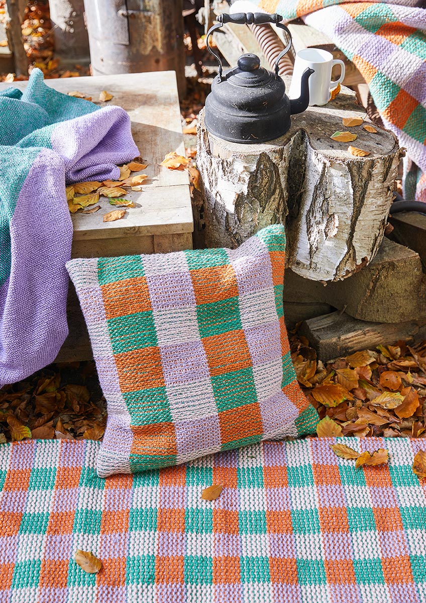 PET Teppich, SQUARE, green, orange, lavender, 60x90cm