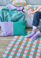 PET Teppich, SQUARE, green, orange, lavender, 60x90cm