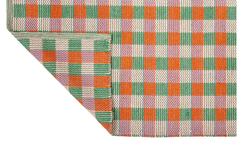PET Outdoorteppich, SQUARE, green, orange, lavender, 70x140cm