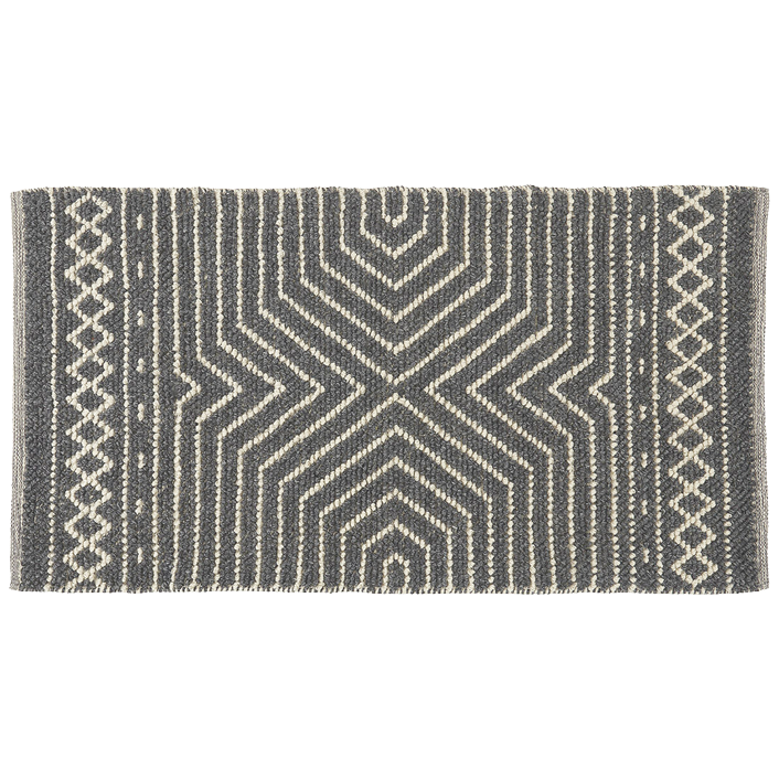 PET-Baumwoll-Teppich, LOOP, grau/natur, 70x140cm