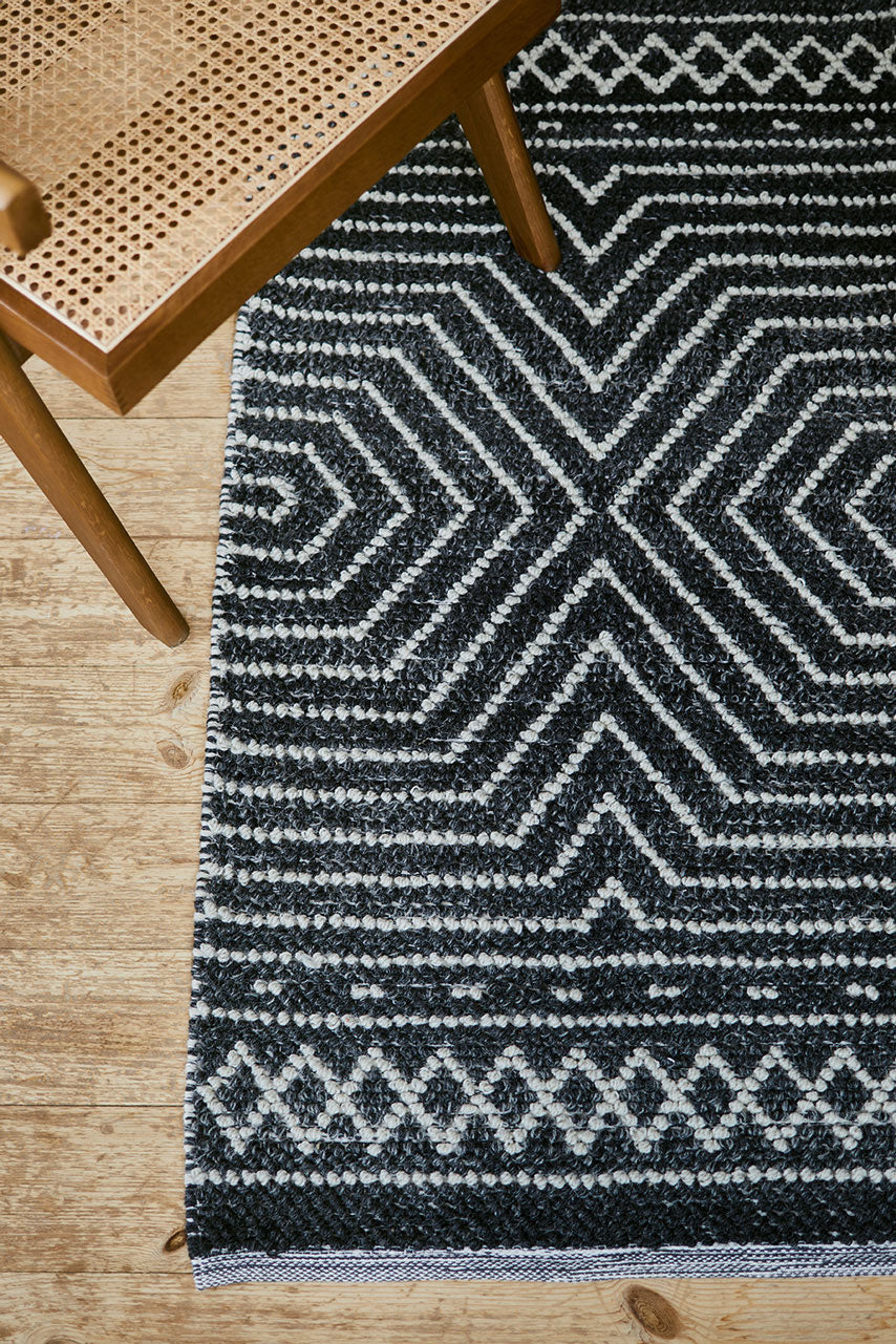 PET-Baumwoll-Teppich, LOOP, grau/natur, 70x140cm