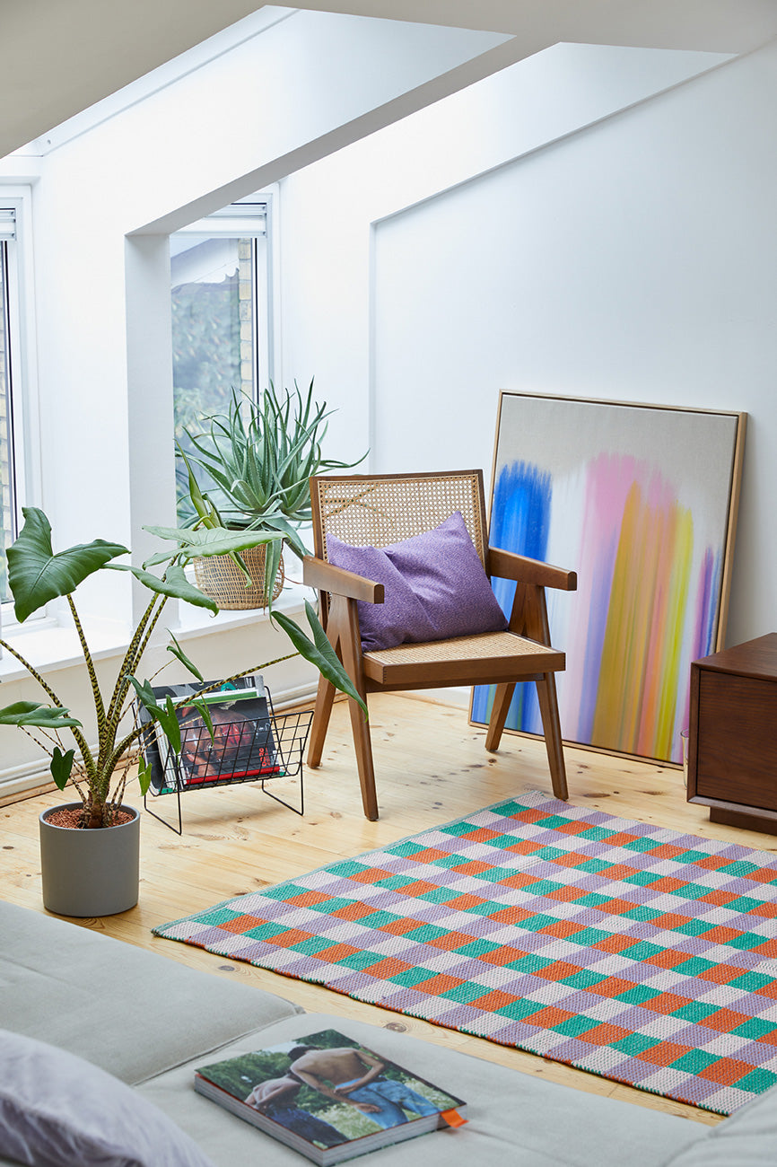 PET Outdoorteppich, SQUARE, green, orange, lavender, 140x200cm